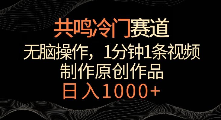 共鸣冷门赛道，无脑操作，一分钟一条视频，日入1000+【揭秘】-Xiaobei云