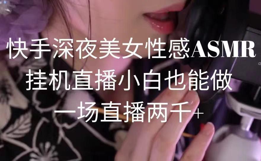 快手深夜美女性感ASMR挂机直播，小白也能做，一场直播两千+-Xiaobei云
