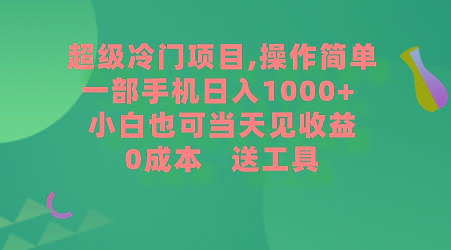 (9291期)超级冷门项目,操作简单，一部手机轻松日入1000+，小白也可当天看见收益-Xiaobei云