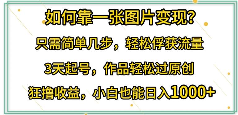 如何靠一张图片变现?只需简单几步，轻松俘获流量，3天起号，作品轻松过原创【揭秘】-Xiaobei云